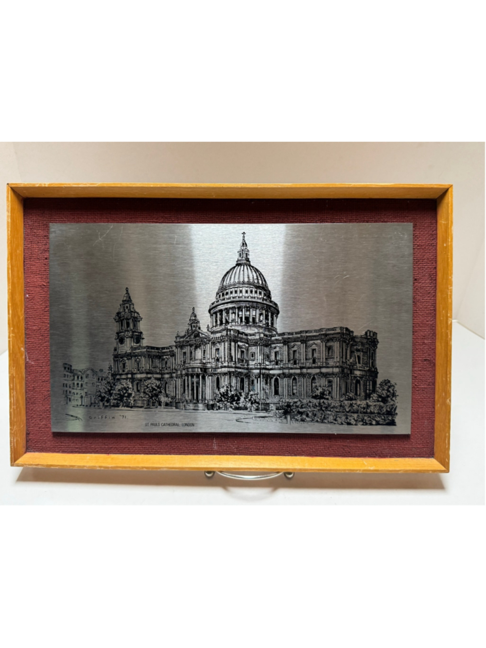 Vintage Framed Etchmaster Aluminum St. Pauls Cathedral Picture London